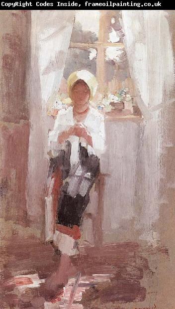 Nicolae Grigorescu Peasant Sewing by the Window